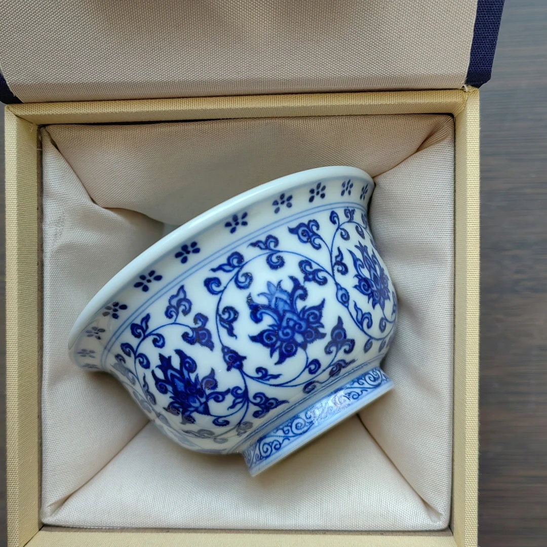 承物堂 景德镇手工手绘压手杯 缠枝连