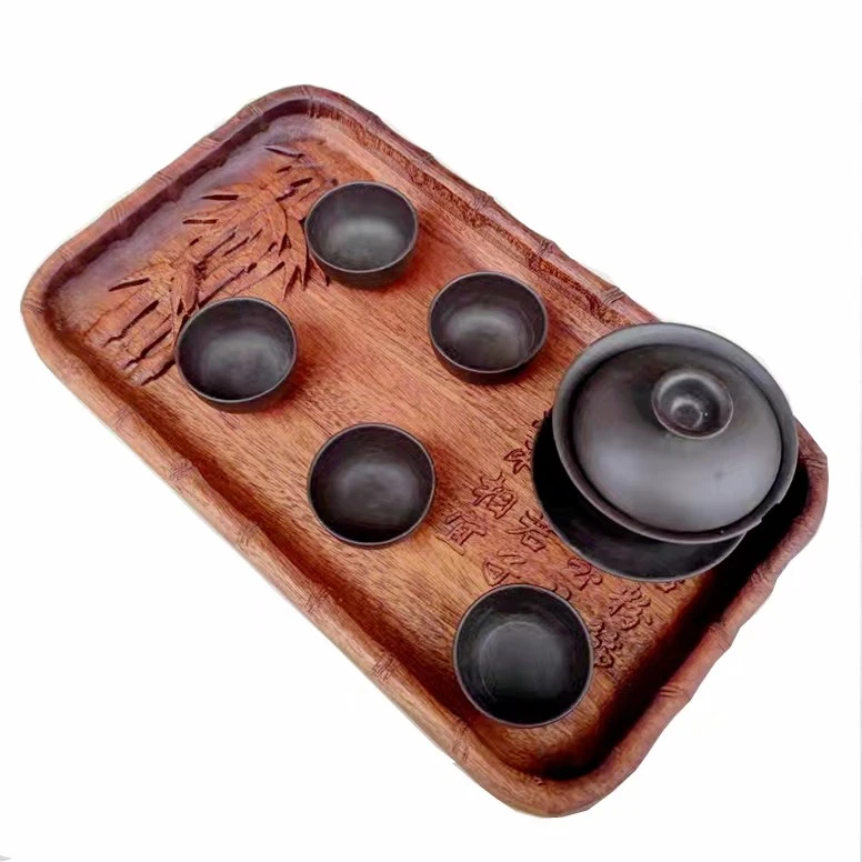 仿古实木整木雕刻干泡茶道盘家用水果木质竹报平安瓜子坚果零食盘