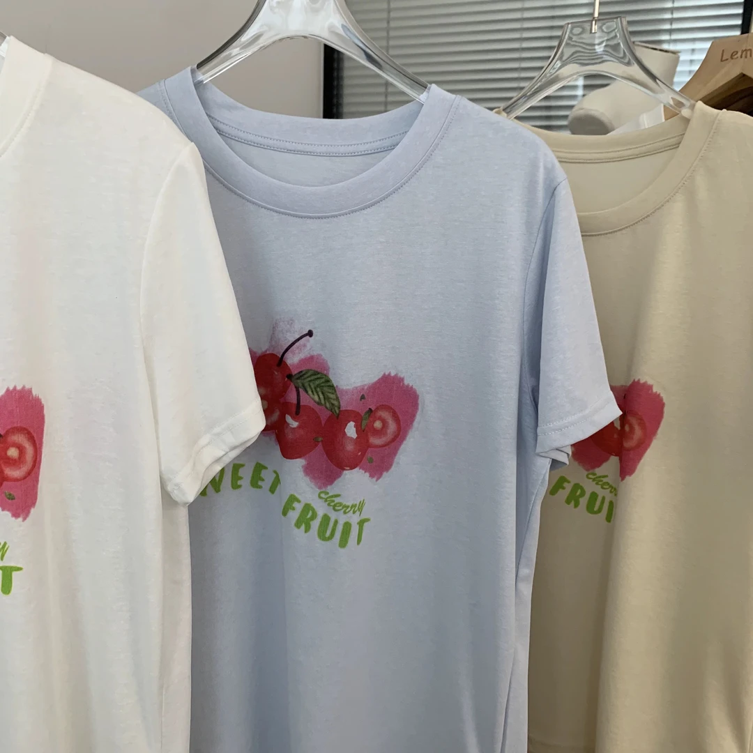 “好事发生”蛋家三颗柿子水印雪花棉短袖T