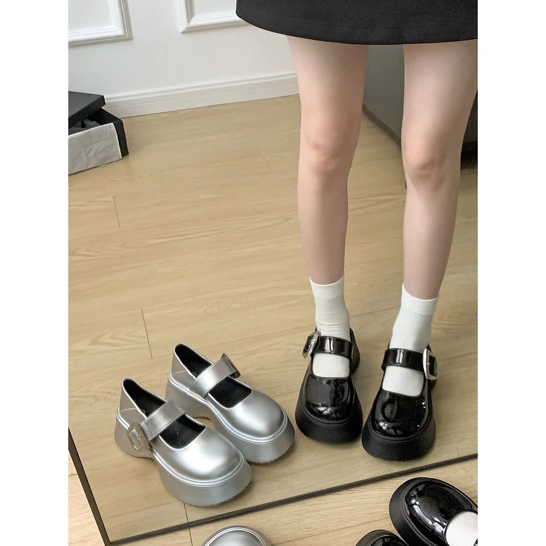 新疆2025新款复古百搭英伦风厚底松糕单鞋玛丽珍A-119