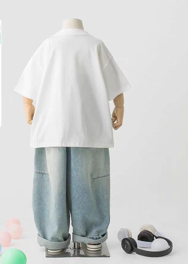 儿童牛仔裤男童长裤春夏款中大童阔腿裤直筒休闲裤百搭
