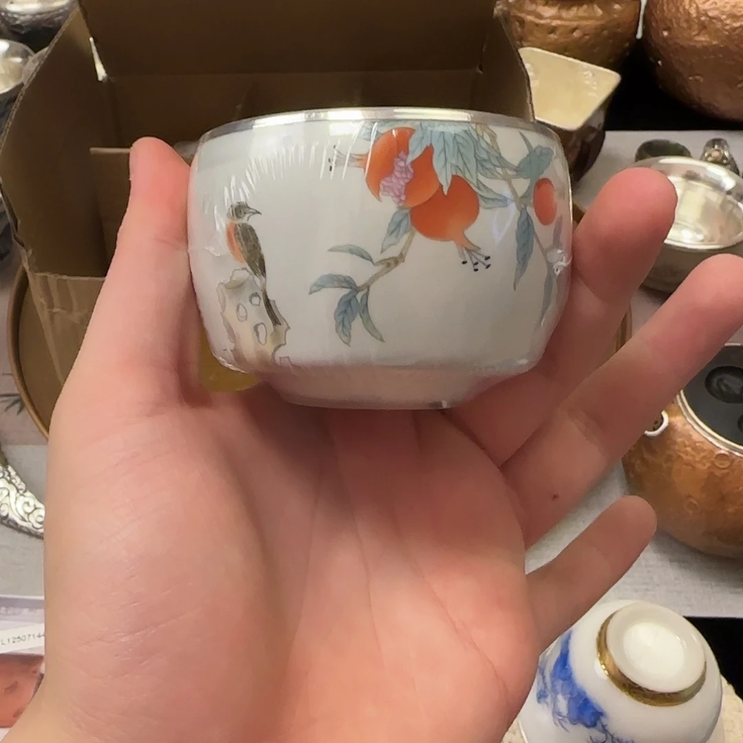瓷包银杯子足银一套六个