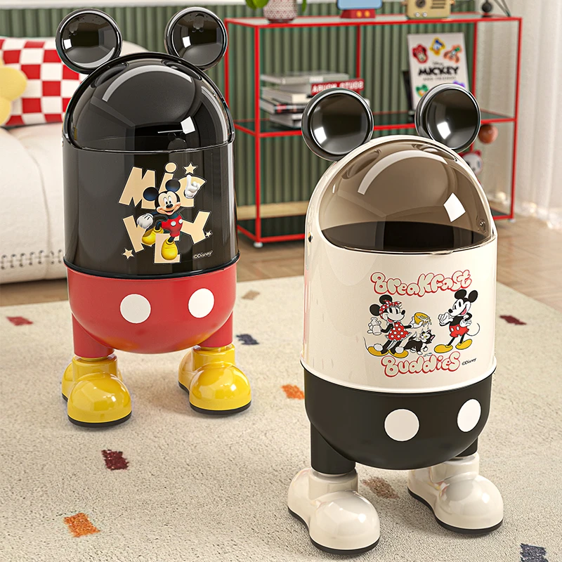 迪士尼联名米奇垃圾桶家用客厅轻奢高颜值带盖卧室厨房新款纸篓