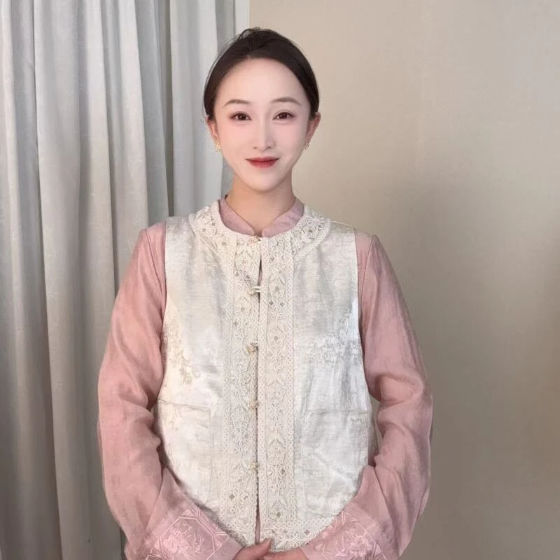 【月光】2025新款新中式国风提花刺绣马甲SWE3