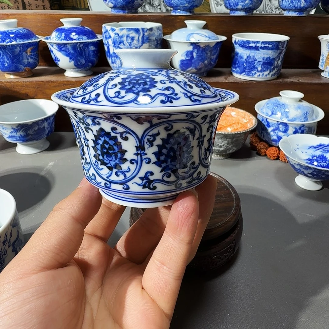 泥塑盖碗手工手绘