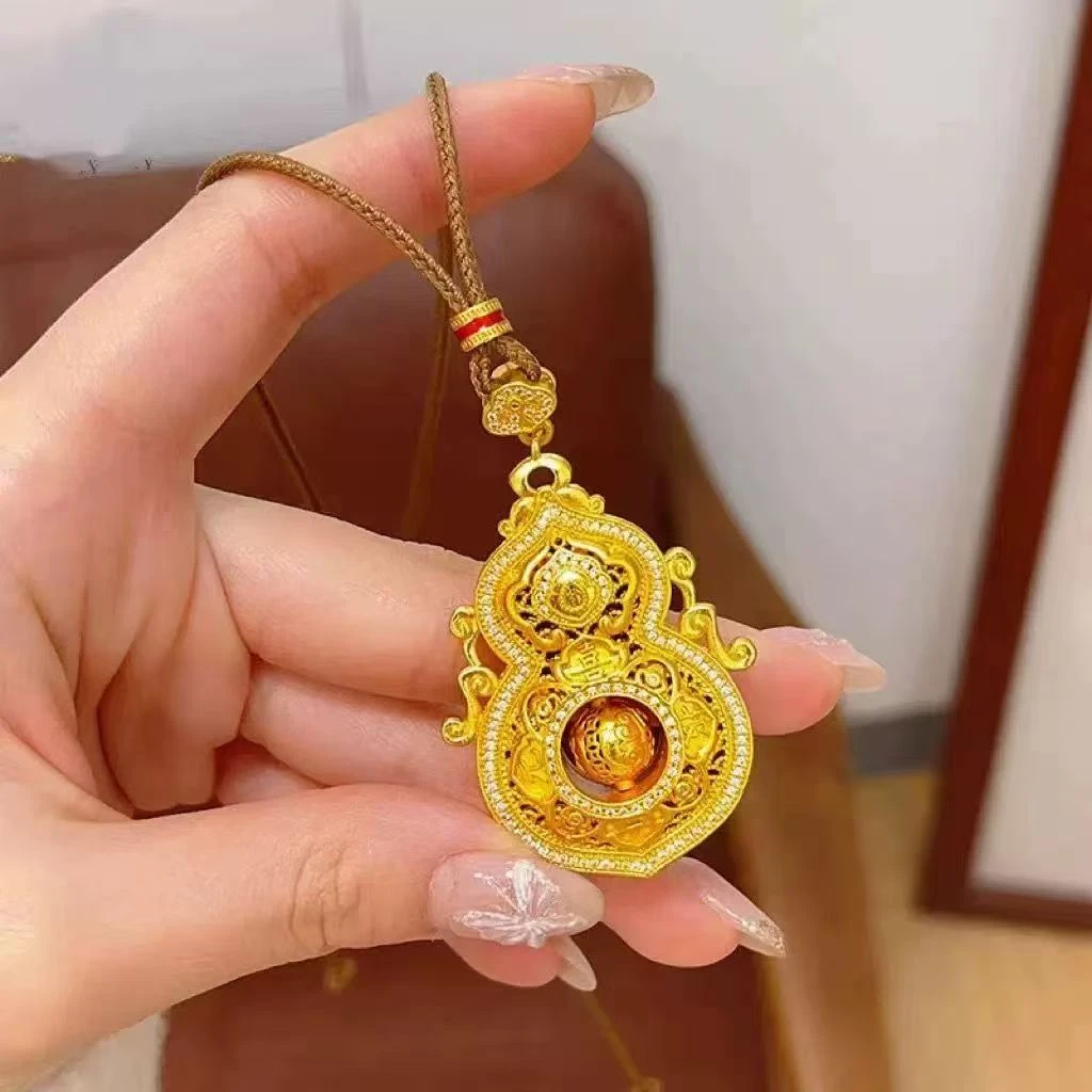 合金吊坠 合金吊坠   【人生四美葫芦吊坠】福禄转动新中式精美大气