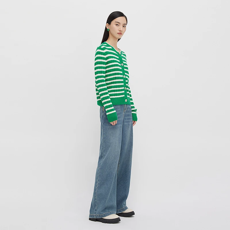 播broadcast针织开衫短条纹毛衣BDQ4UD0966