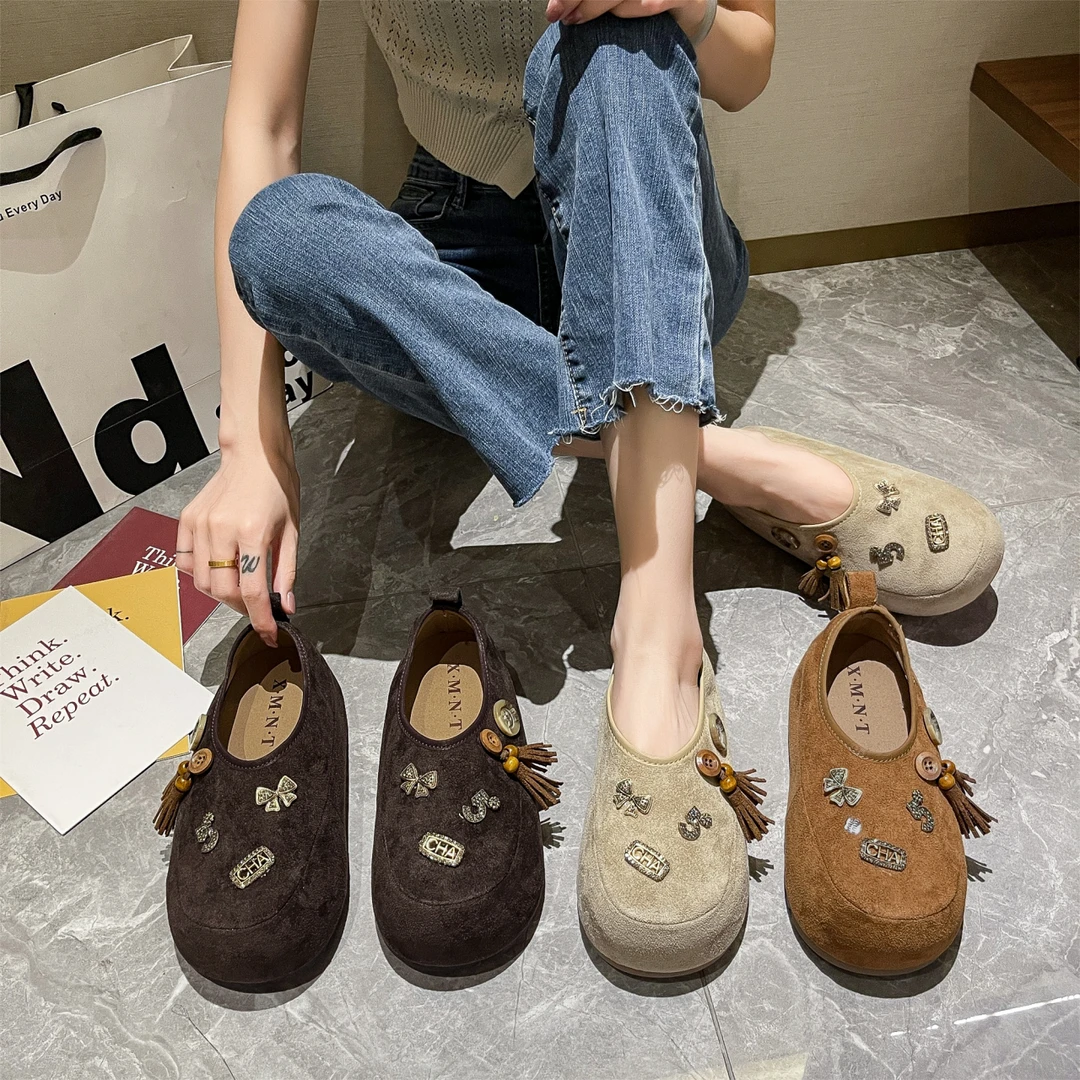 个性卡皮巴拉鞋女2025新款重工金属厚底内增高休闲低帮单鞋勃肯鞋