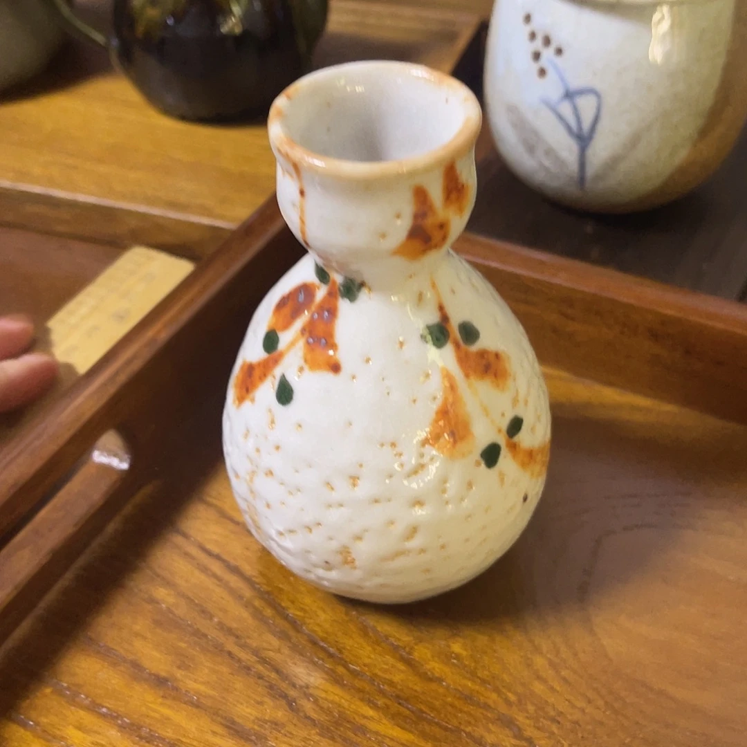 瓷片志野烧满虫洞小花器27