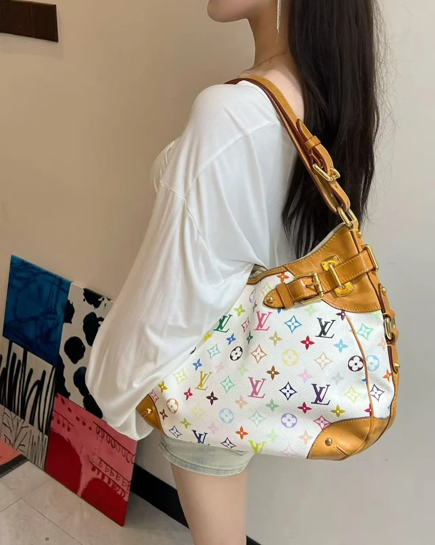 95新 LouisVuitton/路易威登 白三彩单肩南瓜包