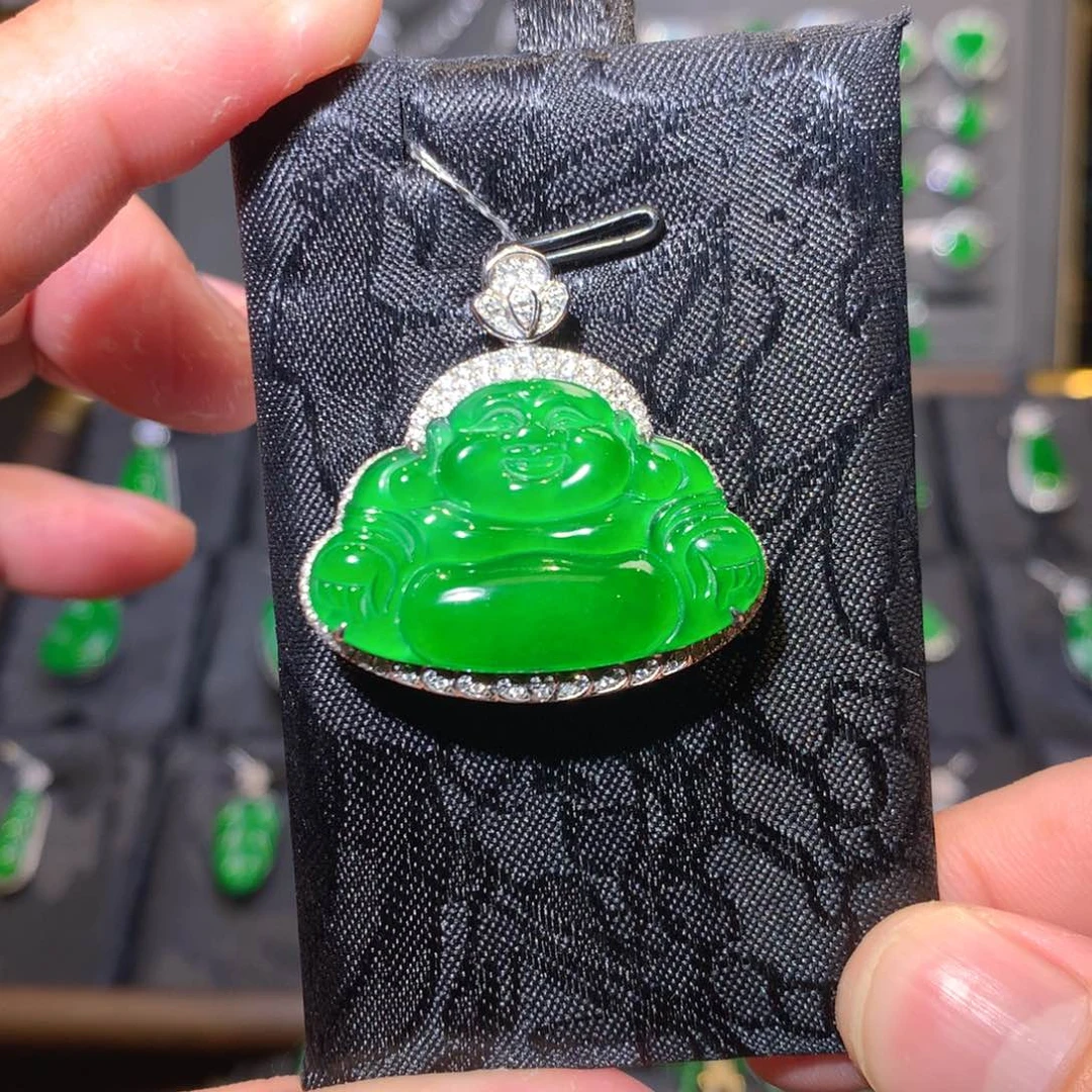 吊坠(不含链)9K金镶嵌翡翠佛公