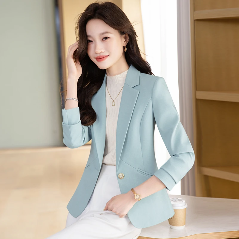 西装外套女春秋款修身显瘦时尚百搭简约休闲一粒扣小个子西服上衣