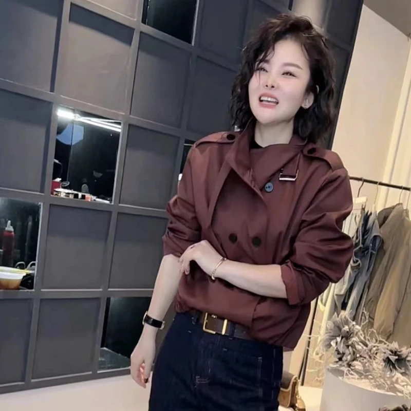 2025春季设计感百搭时尚休闲风衣外套女纯色气质洋气夹克衫短外套