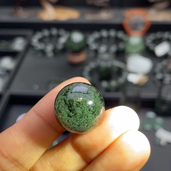 水晶未镶嵌手链绿幽灵聚宝盆单珠定制