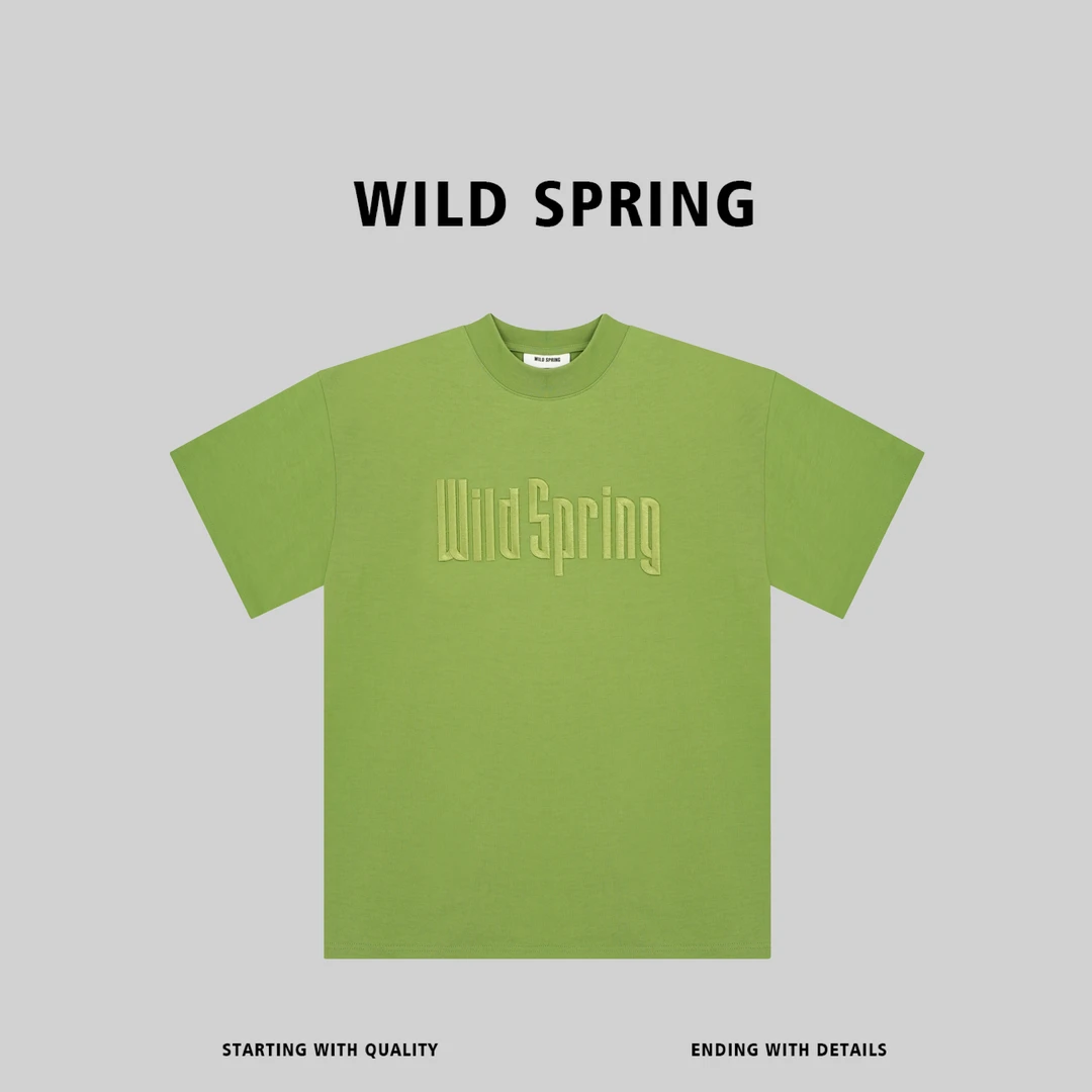 WILD SPRING品牌 小众刺绣简约T恤圆领简约百搭刺绣短袖 62008#