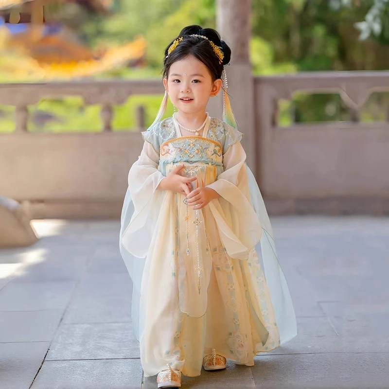 汉服女童2025春秋款儿童新中式国风连衣裙女宝宝古风超仙公主襦裙