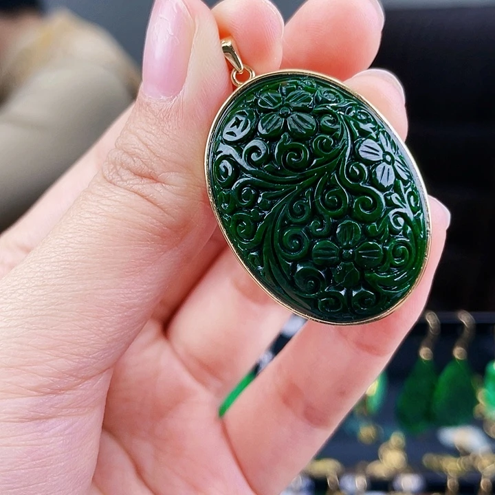 翡翠颈饰银S925镶嵌饰品