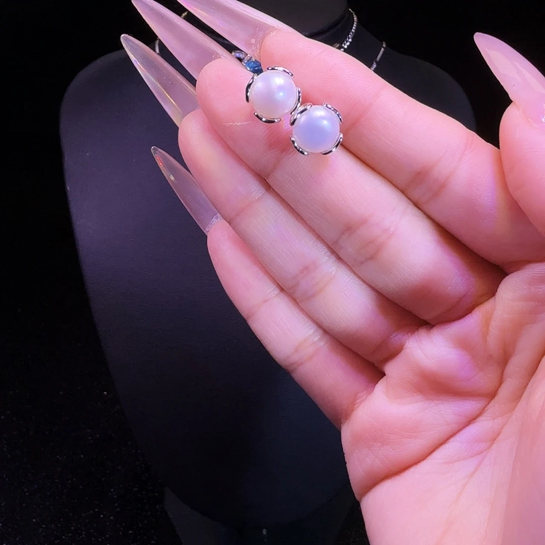 银S925镶嵌淡水珍珠耳饰