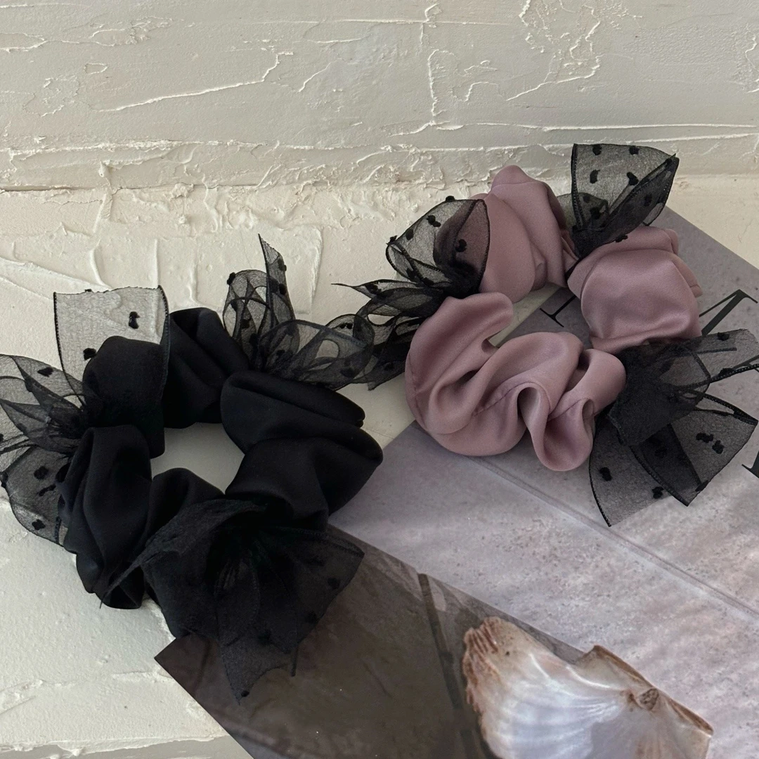 许妍同款韩系气质蝴蝶结缎面头绳时尚新款肥肠流行发绳大肠发圈