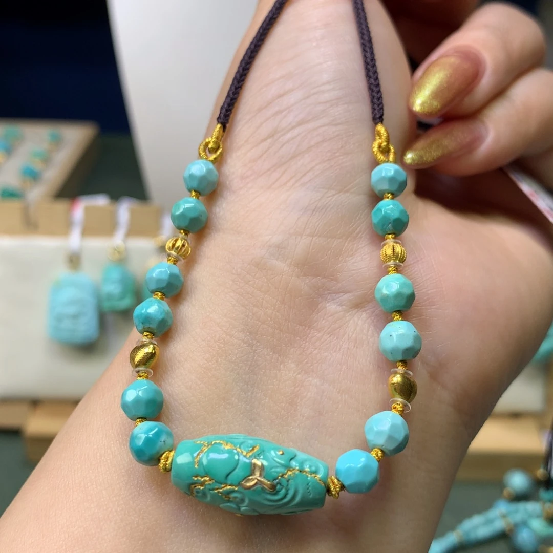 绿松石项链18K金镶嵌