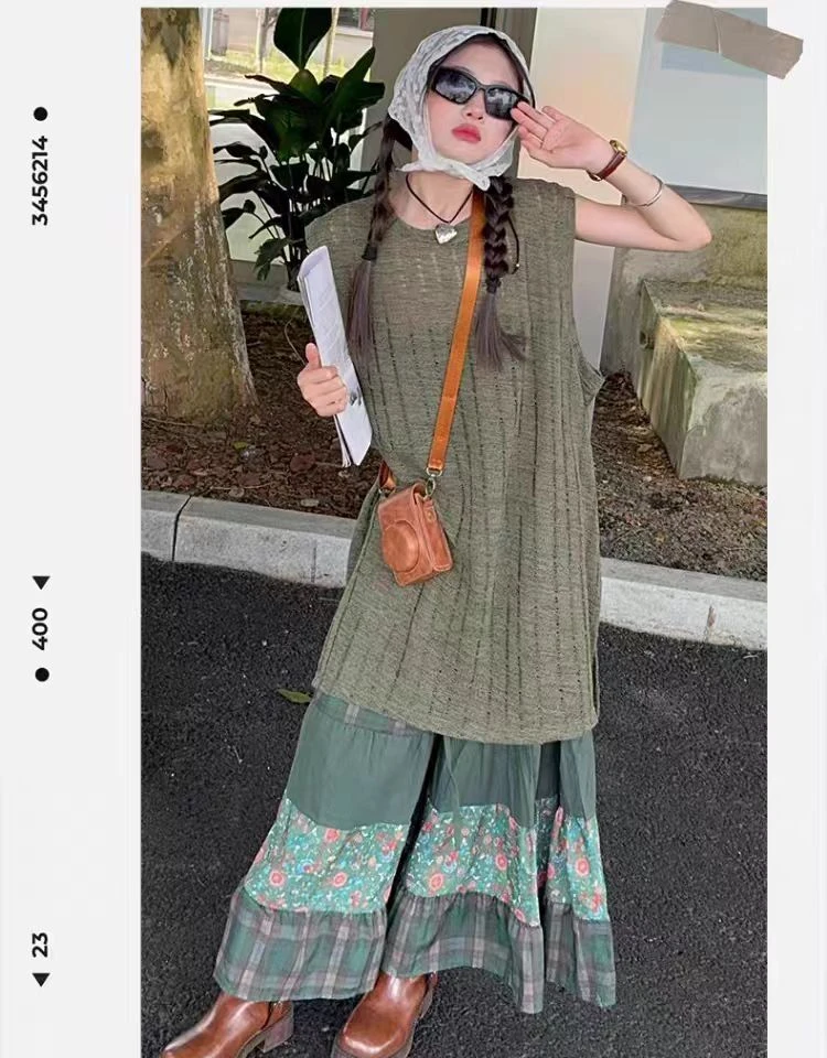3058法式多巴胺碎花连衣裙套装夏季