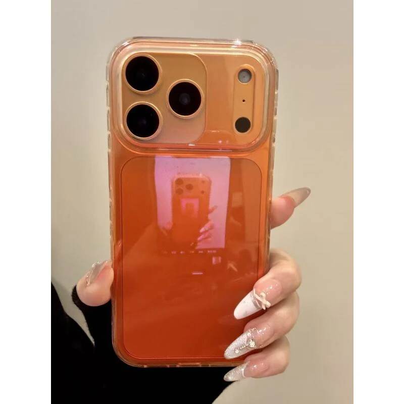 简约ins透底渐变橙适用iPhone17promax苹果15pro手机壳16新款华为