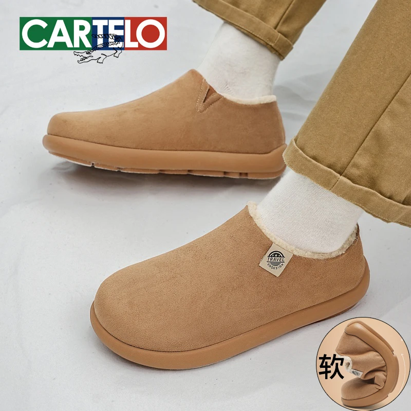 2025新款秋冬季棉鞋男保暖防滑防泼水勃肯鞋加绒潮流一脚蹬雪地靴