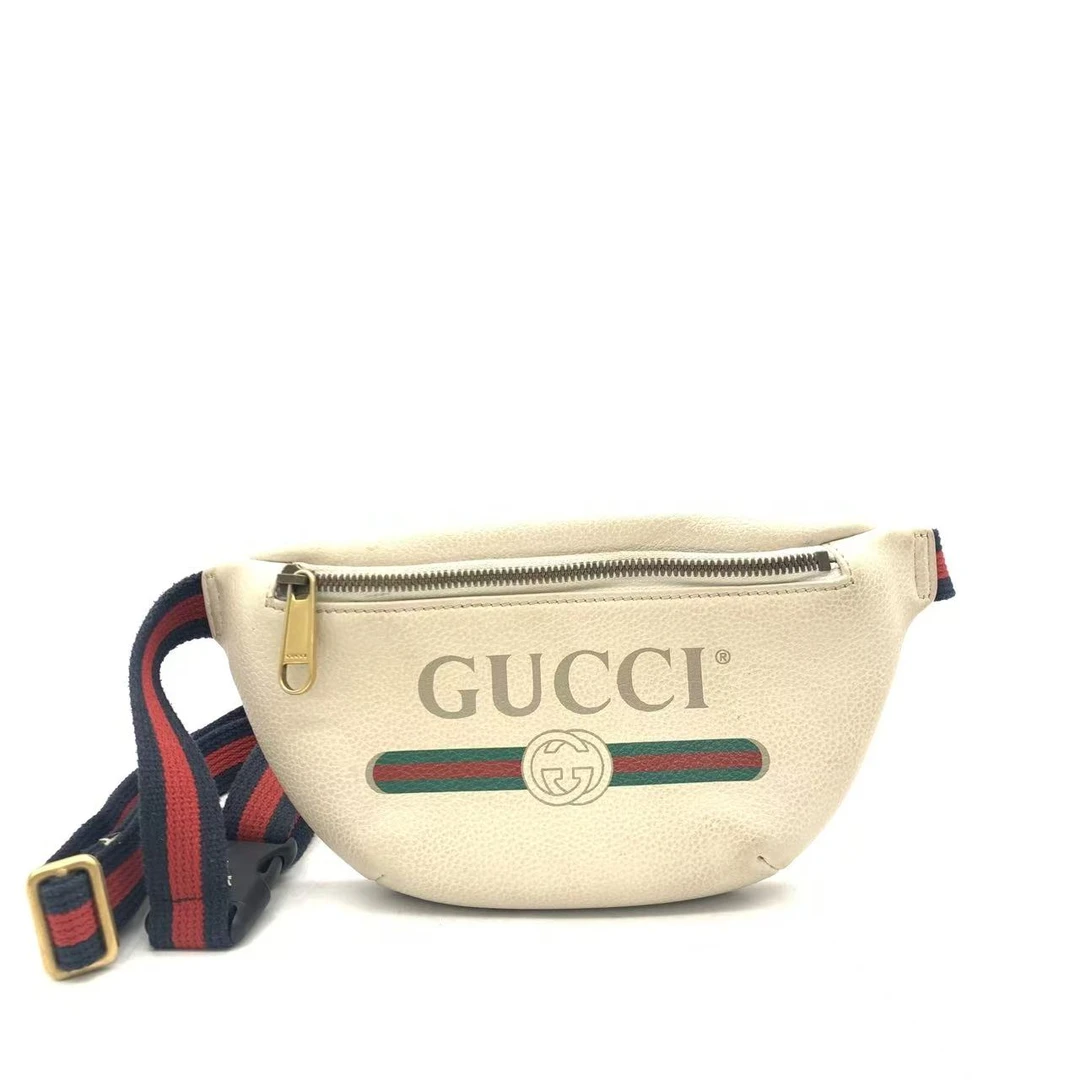 95新 GUCCI/古驰 【安则专属】白色胸包