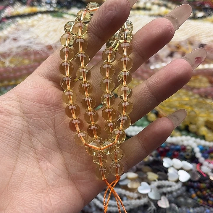 玛瑙/玉髓珠宝半成品未镶嵌一条8mm左右黄水晶