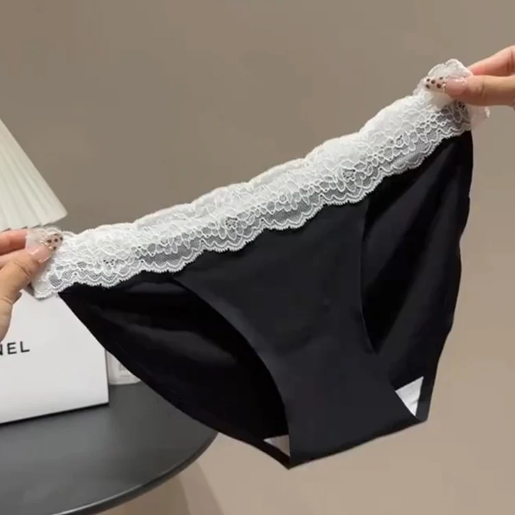 薄款面膜无痕蕾丝边内裤女低腰棉裆一片式舒适透气女士三角裤