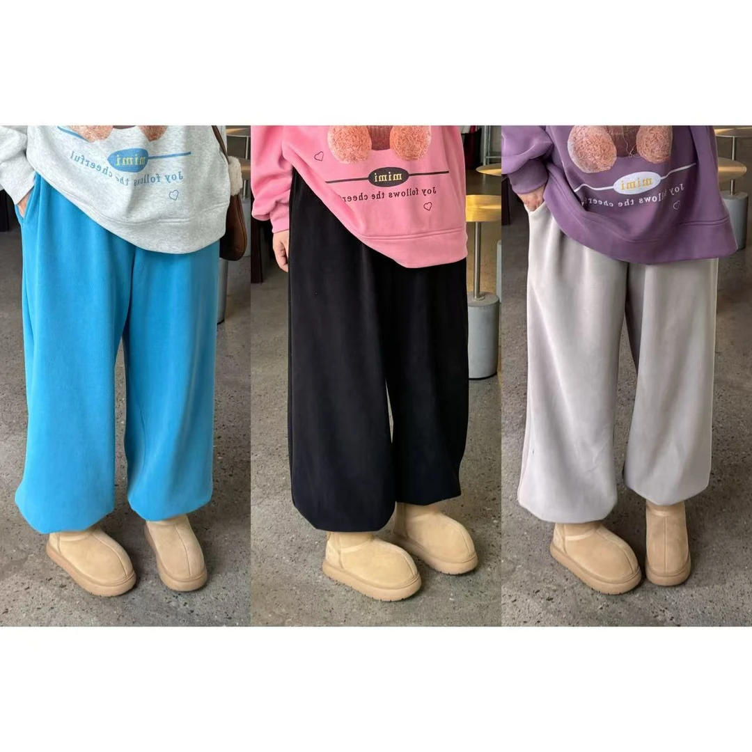 晶咕佳佳【锁温裤】全腰松紧摇粒绒束脚宽松长裤高腰休闲舒适百搭