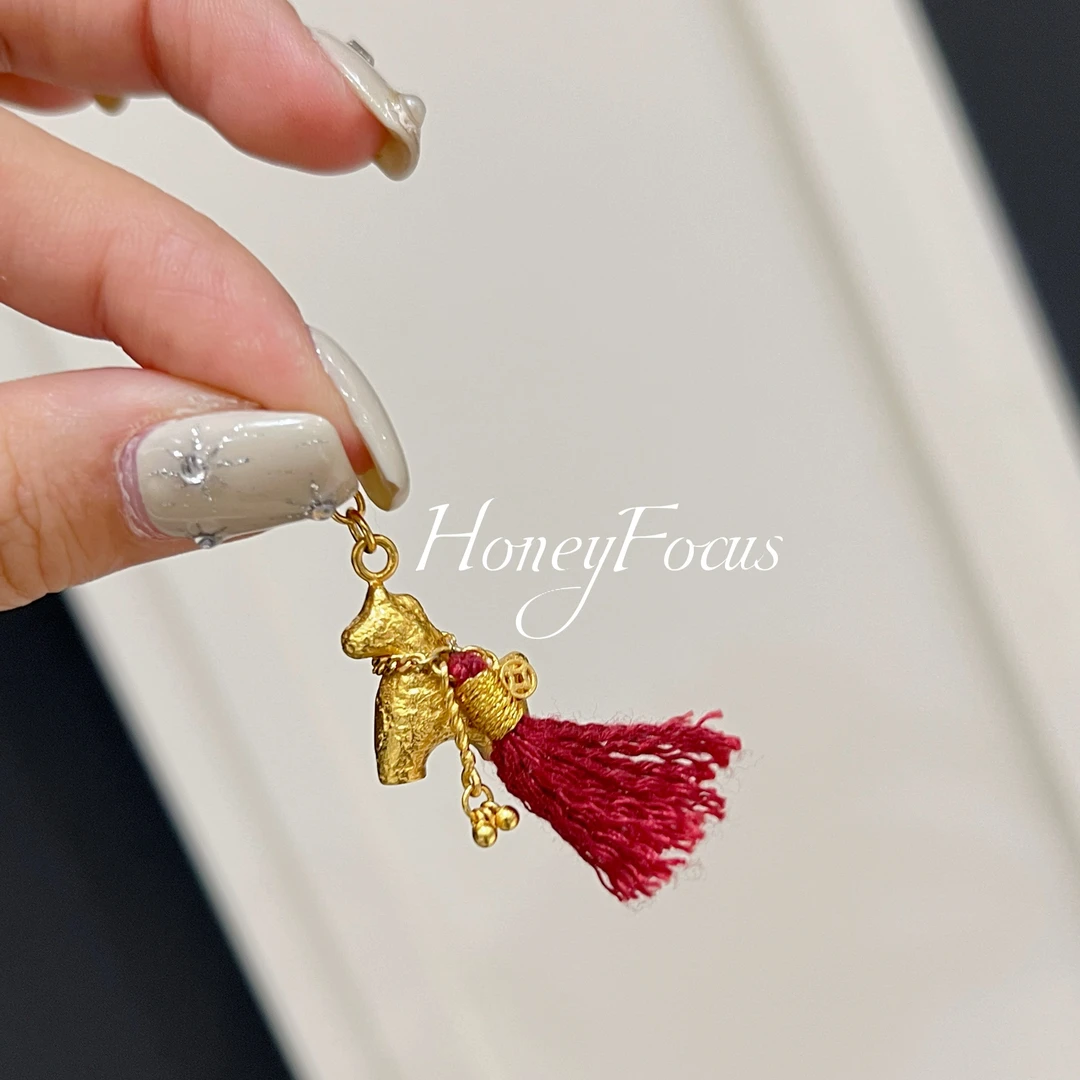 吊坠925银 马上有钱挂坠 中式小众金色百搭挂坠/吊坠 #9064