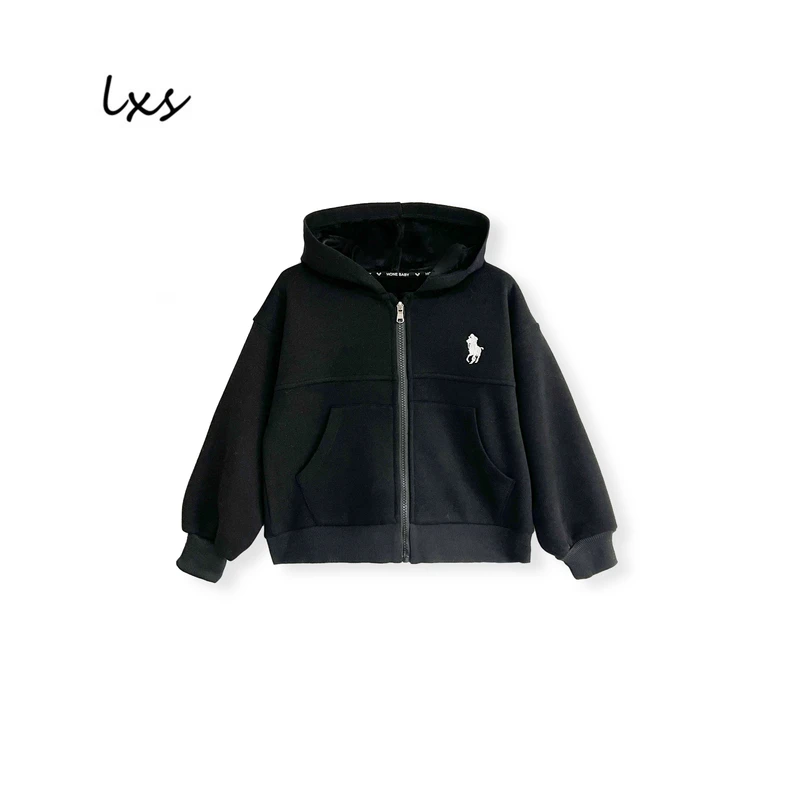 舅舅严选童装儿童加绒外套冬季韩版休闲百搭宽松连帽拉链外套Q377