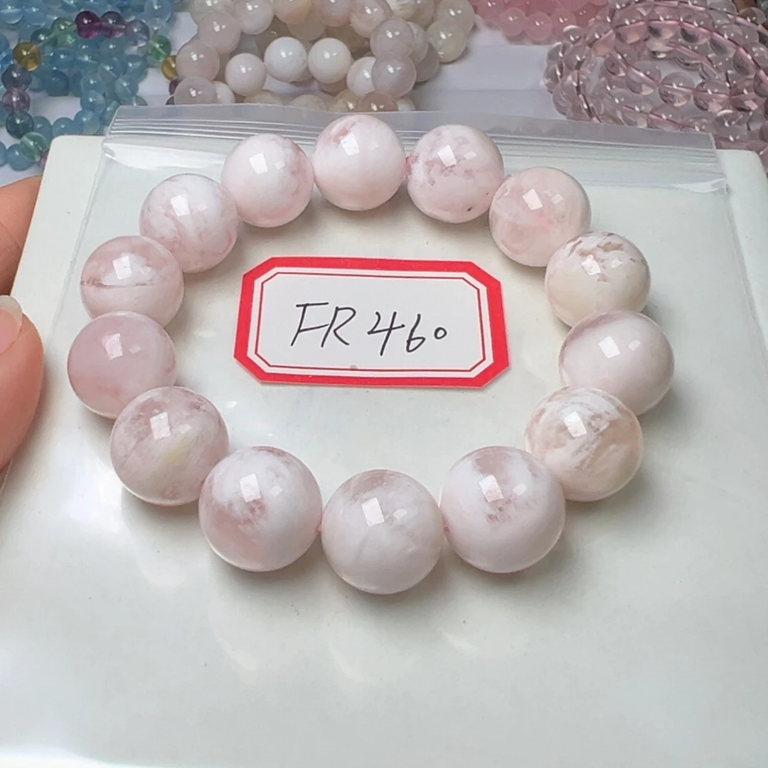 水晶手链未镶嵌糖****粉雪花幽灵14.5mm左右