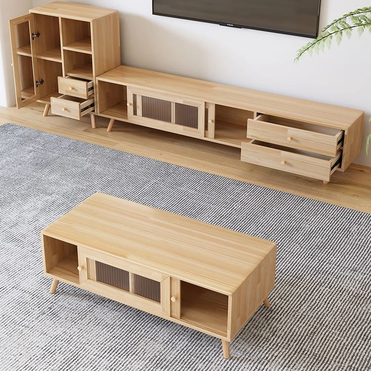 2025新款实木电视柜茶几组合北欧小户型储物柜客厅原木电视机地柜