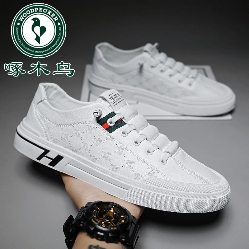 男士夏季新款开车透气防滑白色板鞋夏款百搭小白鞋时尚平板鞋大码