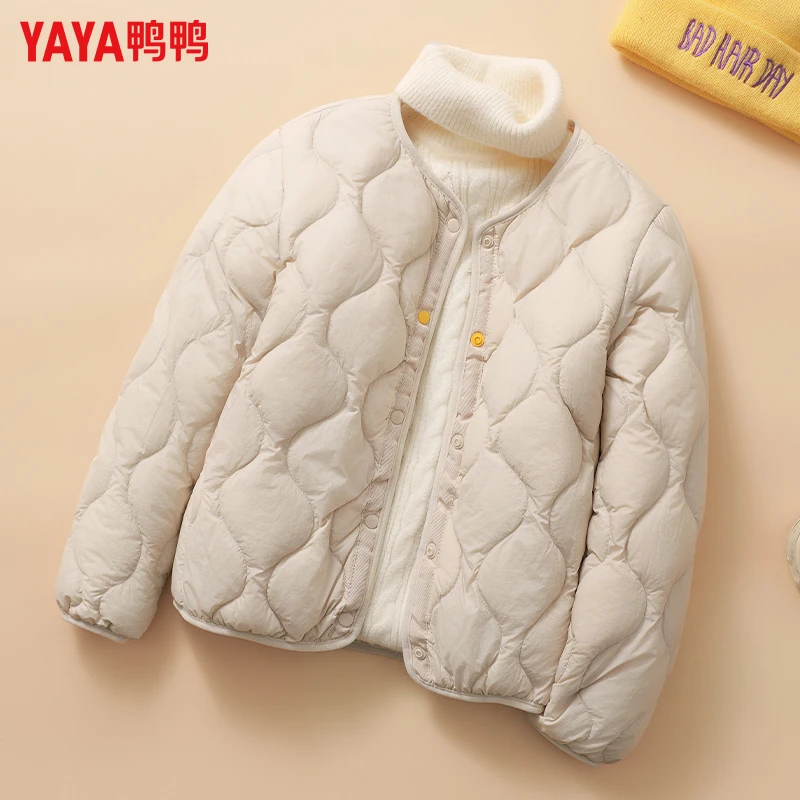鸭鸭轻薄羽绒服内胆秋冬女男童休闲百搭内穿无帽保暖校服神器外套