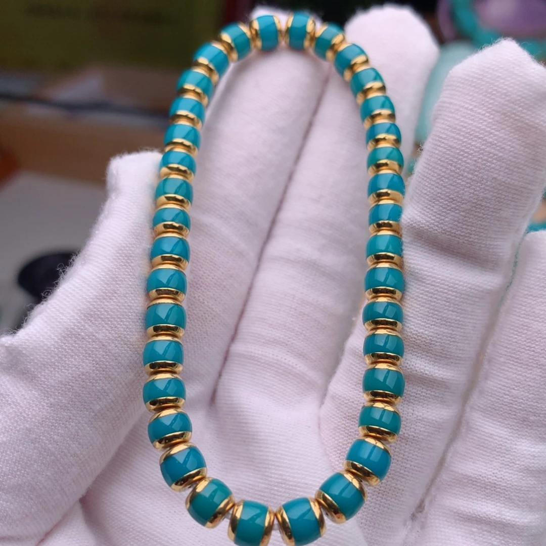 18K金镶嵌绿松石珠宝奇石5.7mm