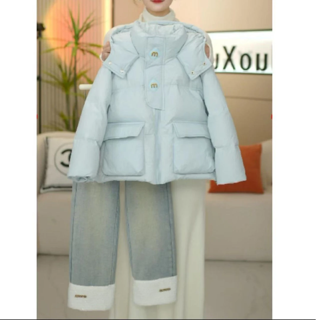 女童棉衣2025新款洋气休闲中大童加绒加厚保暖韩版棉服连帽外套