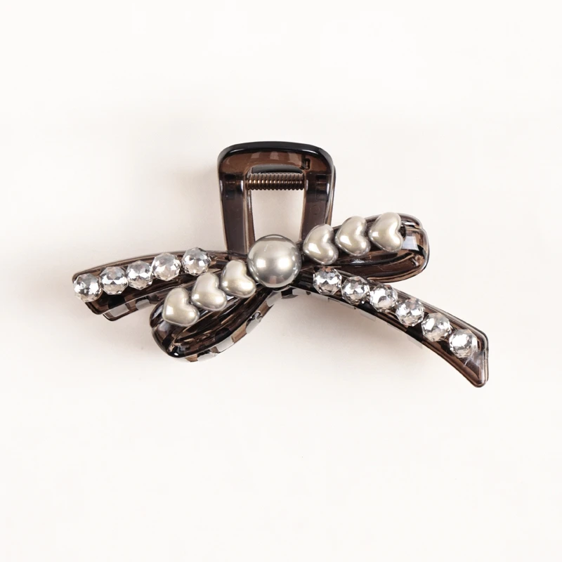 轻奢高级感满钻珍珠蝴蝶抓夹8090