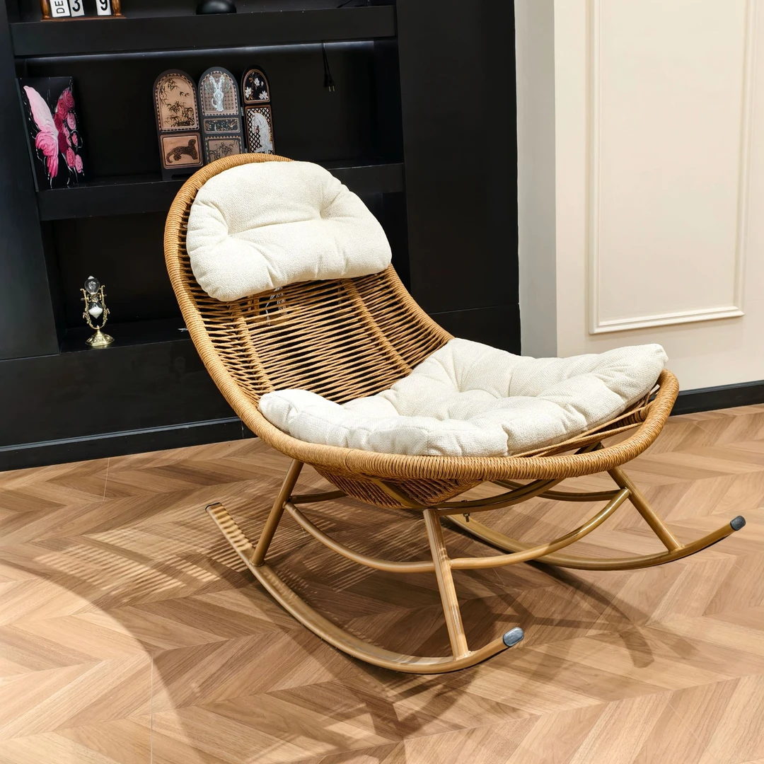 【揽月藤椅】摇椅手工藤编椅夏季阳台懒人休闲摇摇椅户外逍遥摇椅