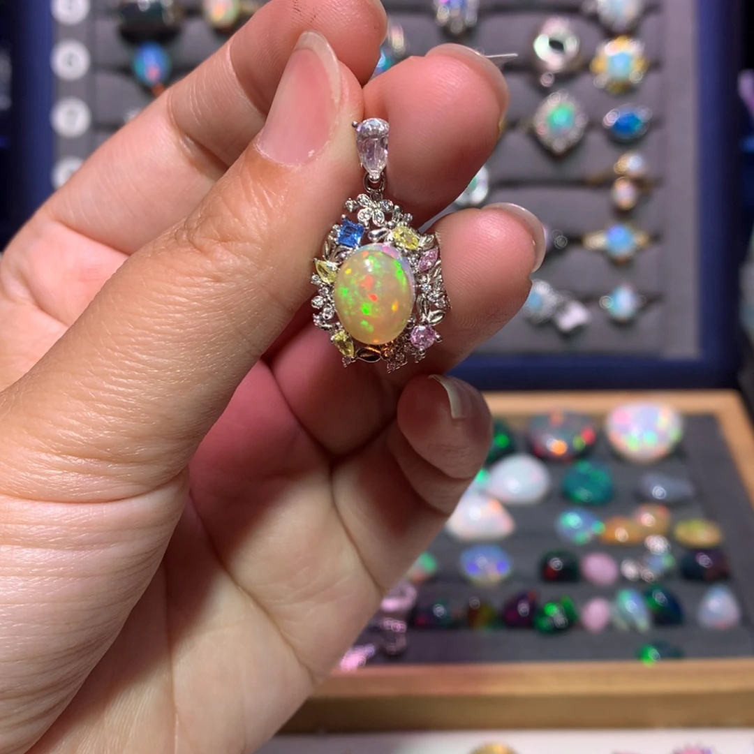 银S925镶嵌欧泊吊坠款式玉*粒