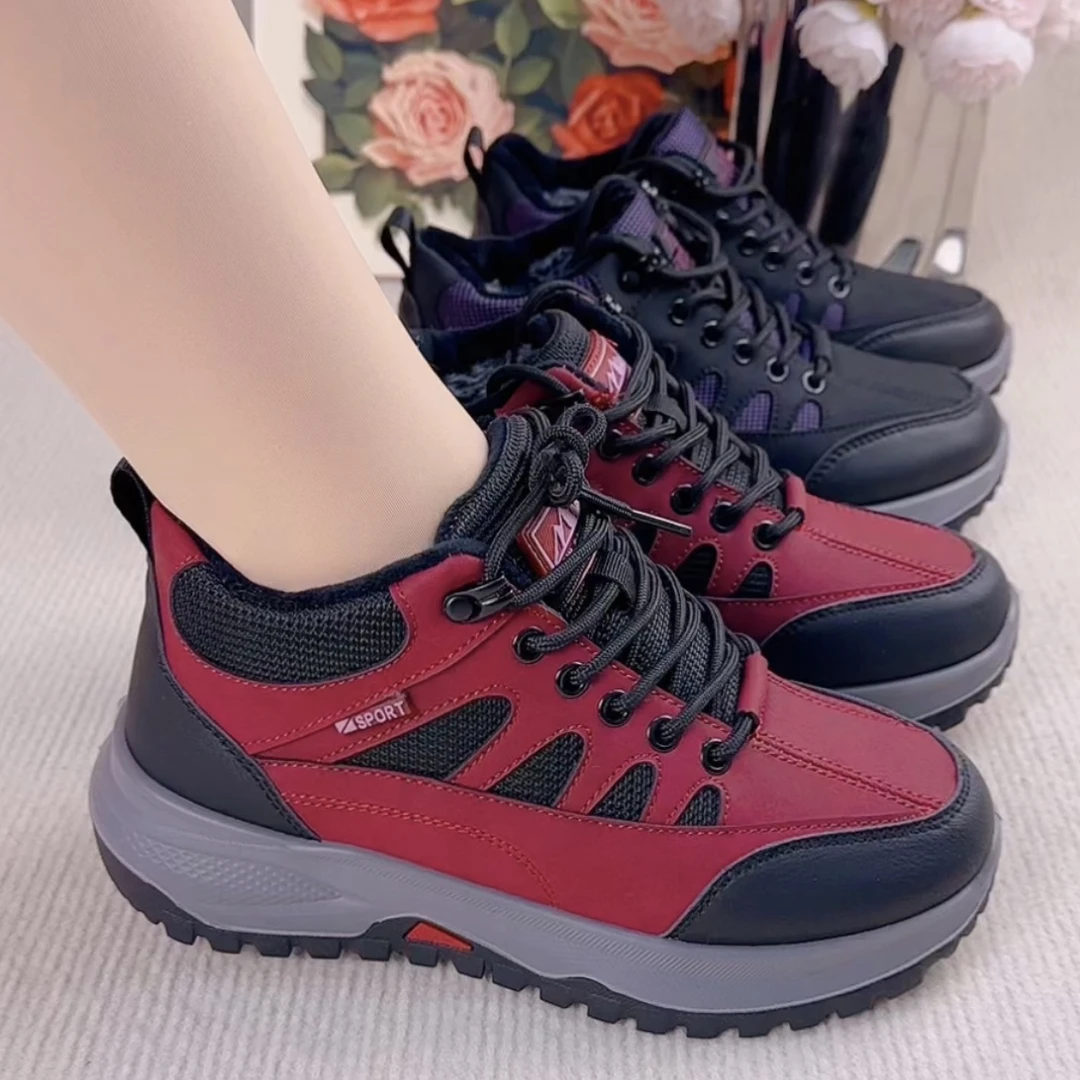 条纹运动风休闲风雪地靴棉鞋冬季休闲秋冬纯色