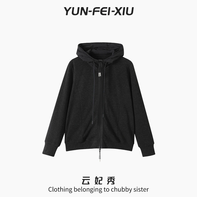 云妃秀大码女装卫衣时尚休闲胖妹妹显瘦宽松减龄百搭连帽冬季5212