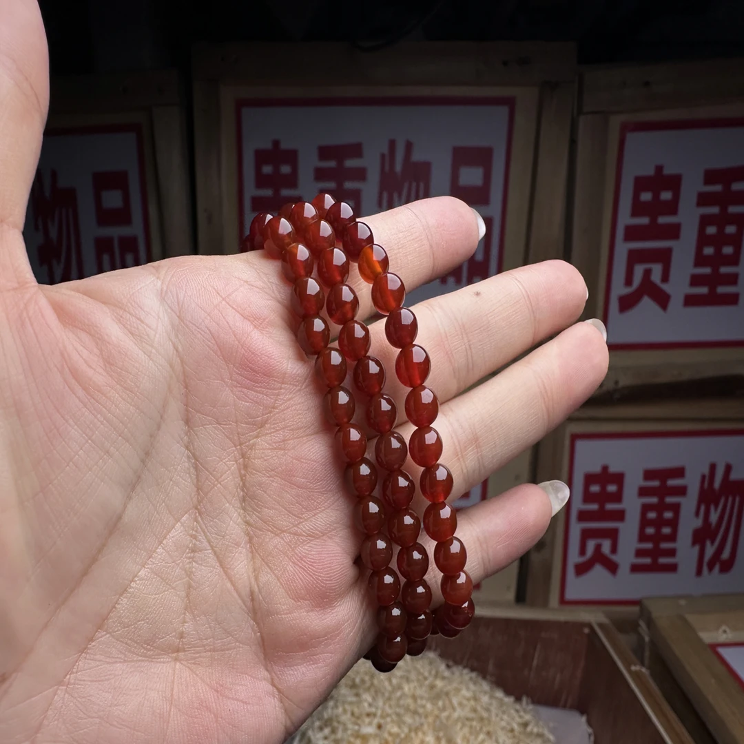 A829天然红珠手串  礼盒