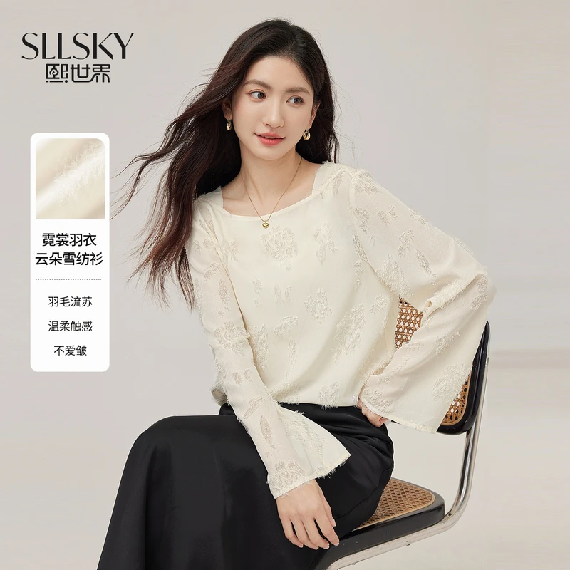 1B3LS001熙世界通勤淑女风格常规雪纺衫