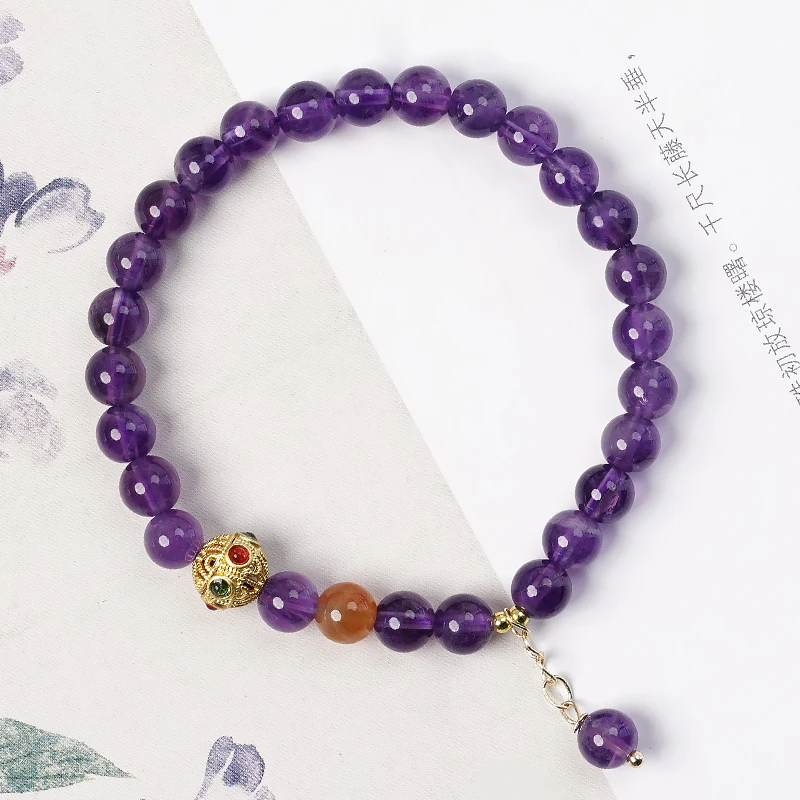 气质款紫水晶九紫离火单圈南红隔珠女款手串手链多样性发一 -8853