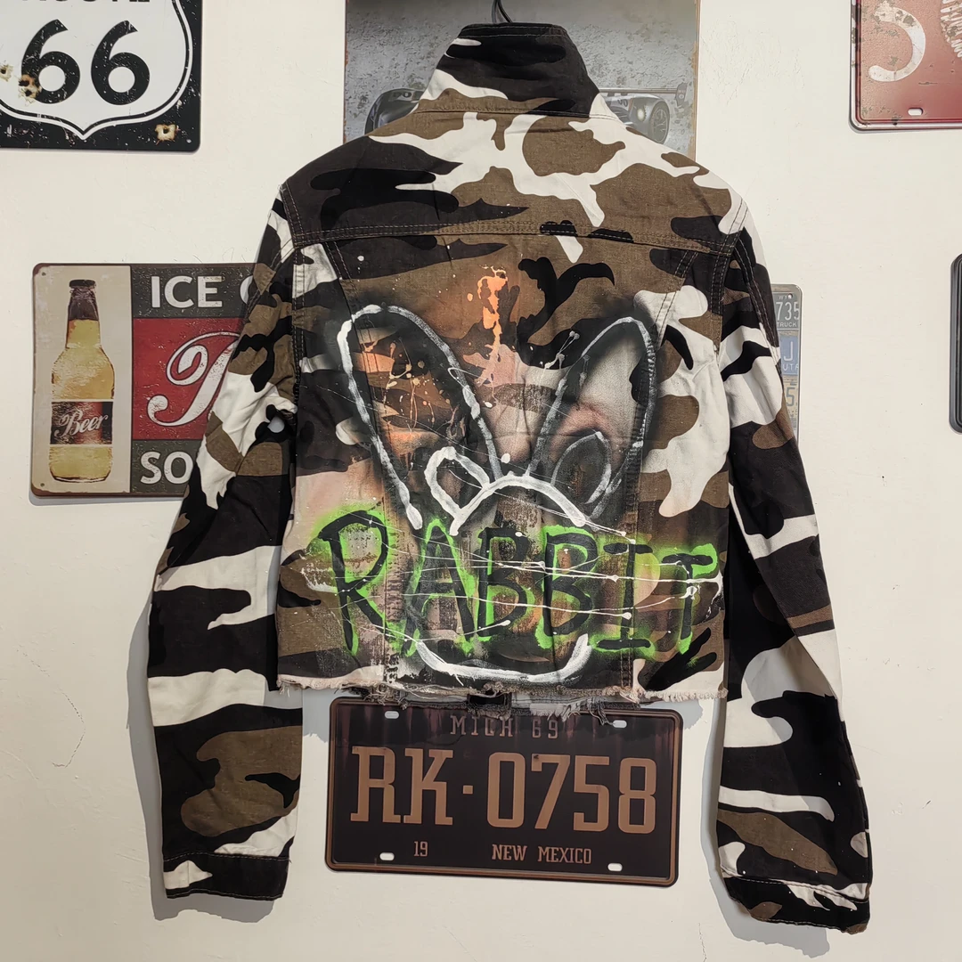 2025新款涂鸦迷彩外套-原创春装牛仔长袖大码童装潮流时尚手绘