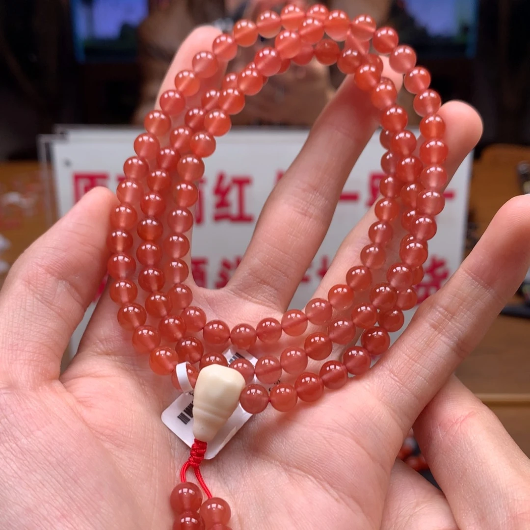 南红玛瑙串未镶嵌小庄冰红6mm