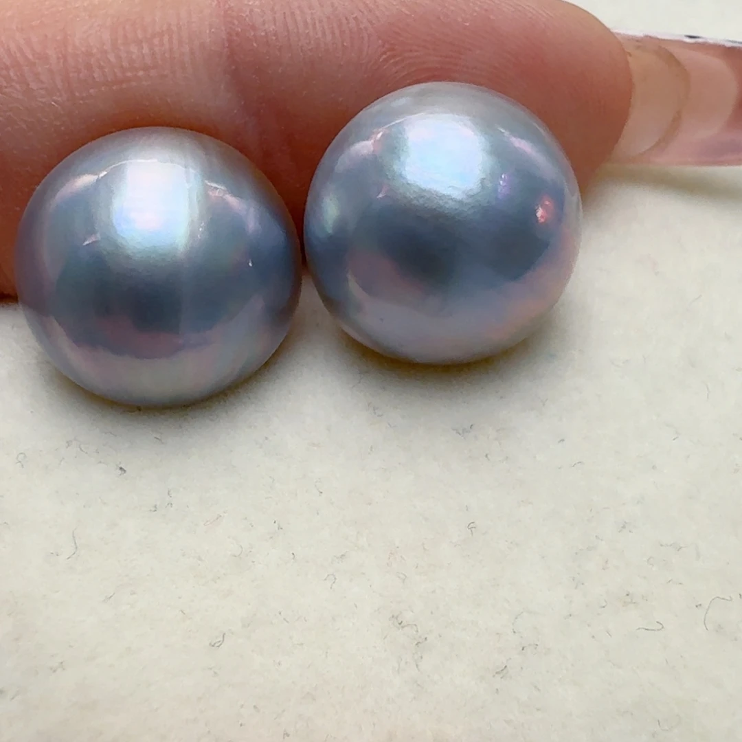 拼合珍珠（马贝珠）银S925镶嵌耳饰@@me007